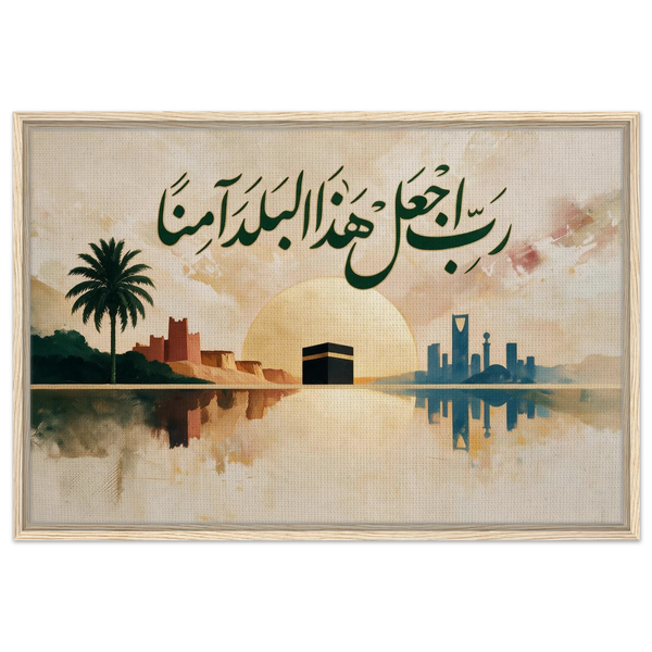 رب اجعل هذا البلد آمنا — Make This Land Secure | Framed Canvas Islamic Wall Art (Saudi Arabia)